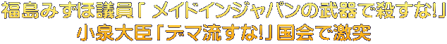 福島みずほ議員「 メイドインジャパンの武器で殺すな!」 小泉大臣「デマ流すな!」国会で激突