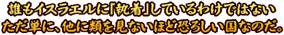 誰もイスラエルに「執着」しているわけではない ただ単に、他に類を見ないほど恐ろしい国なのだ。